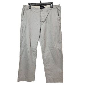 L.L. Bean Size 35x30 Flat Front 5 Pocket Grey Heavy Cotton Chino Men's Pants Q11